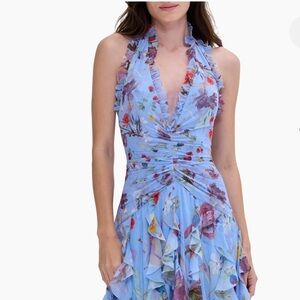 PatBO Floral Halter Maxi Dress in Blue and Purple